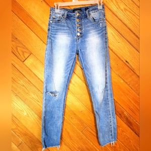 Lucky Brand light blue bridgette skinny distressed ankle jeans size 4